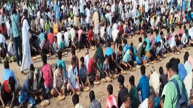 கமுதி அருகே ஆண்கள் மட்டுமே பங்கேற்ற பாரம்பரிய கறி விருந்து! 5,000 பேர் பங்கேற்பு!