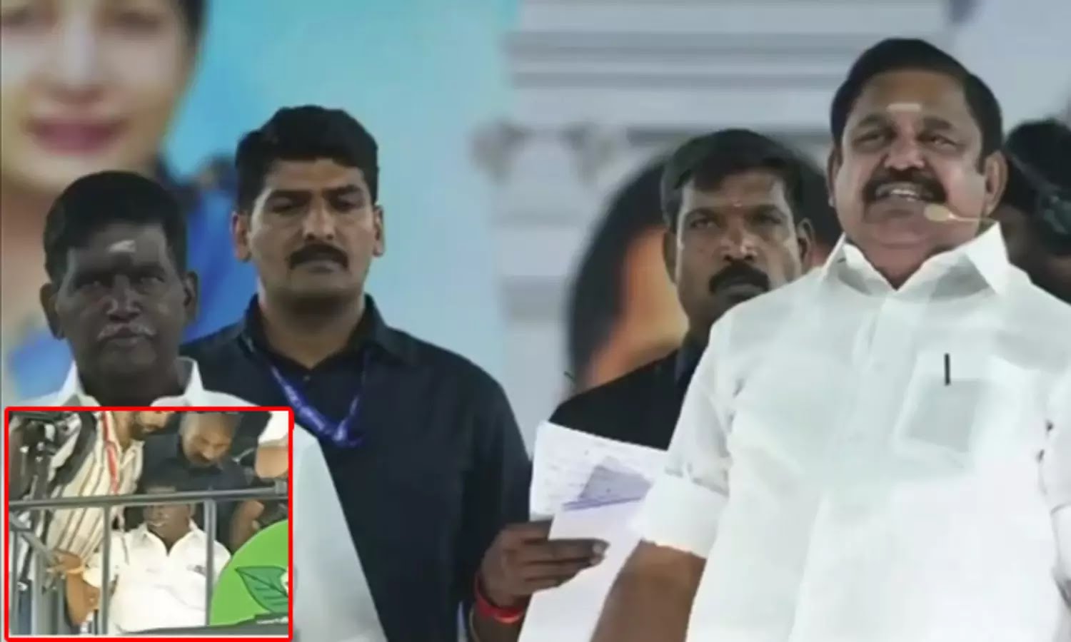 இபிஎஸ் பரப்புரையில் திடீரென மயங்கி விழுந்த அதிமுக மாவட்டச் செயலாளர்..!!